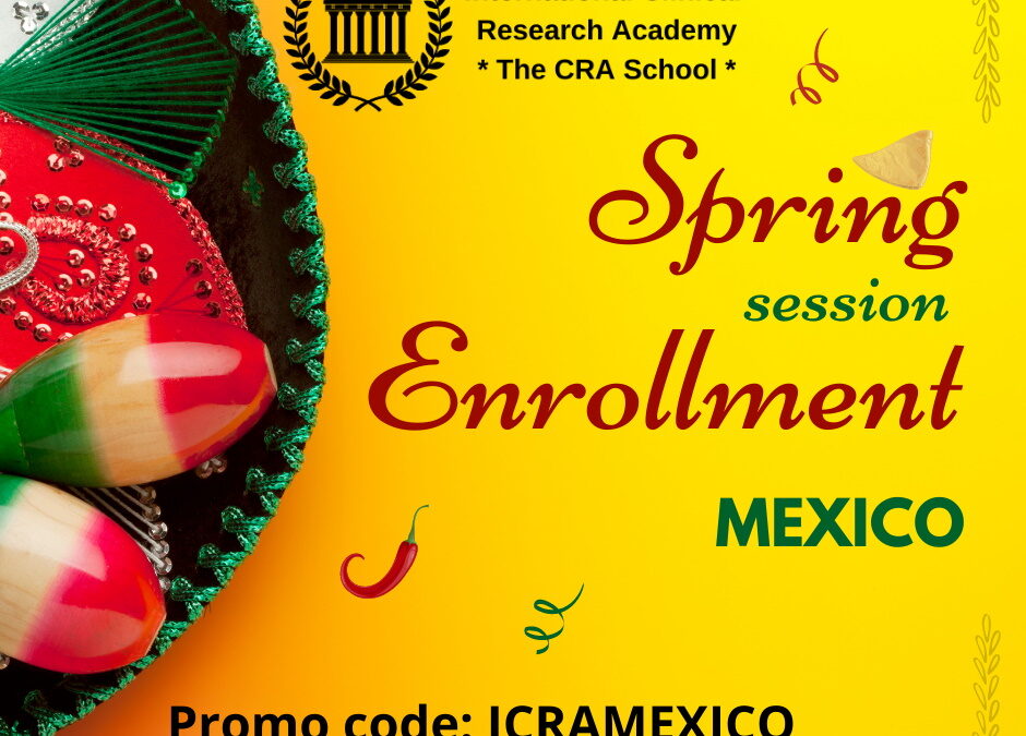 The Clinical Research Certification On-boarding program is offered now with a great additional 10% discount to Mexicans worldwide